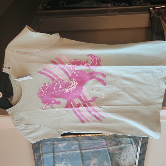 O26  3 piece Unicorn Pj / pink play set 1 long sleeve, 1 short & bottoms - Picture 2 of 9